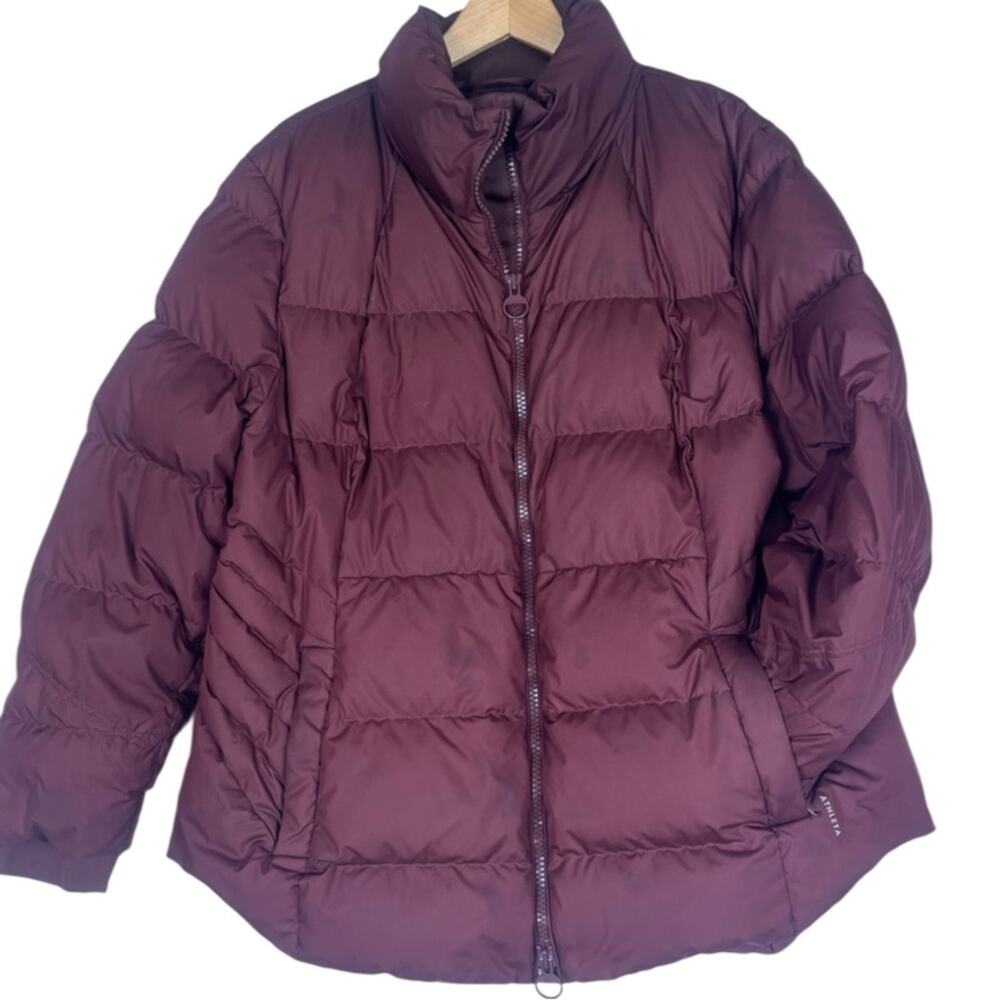 Athleta Downtown Jacket Quilted Down Puffer Coat Womens 2X Rusty Brown Burgundy